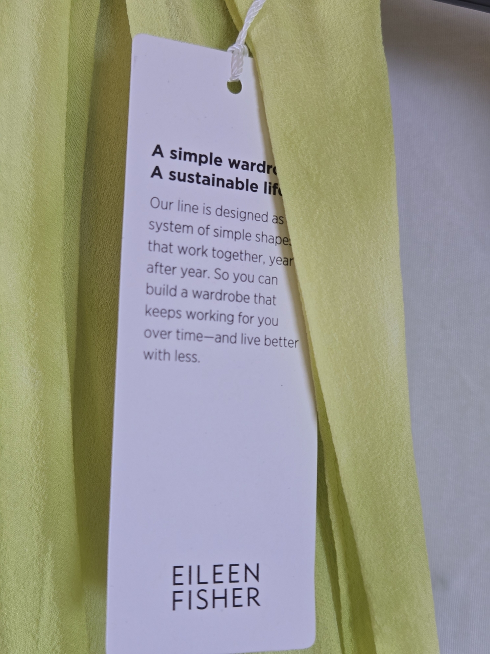 Eileen Fisher Lime Sheer Long Scarf Wrap - Picture 2 of 6